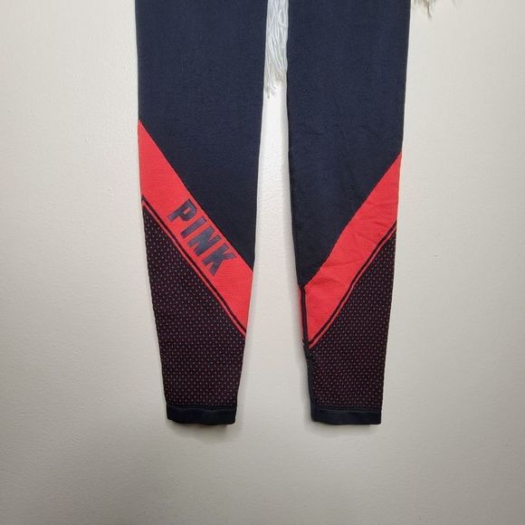 PINK Victorias Secret Cool & Comfy Logo Leggings Red Black Extra Small - Picture 8 of 10